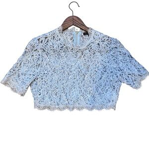 Fashion Nova Blue Lace Gold Zip Up Back Women’s Crop Top